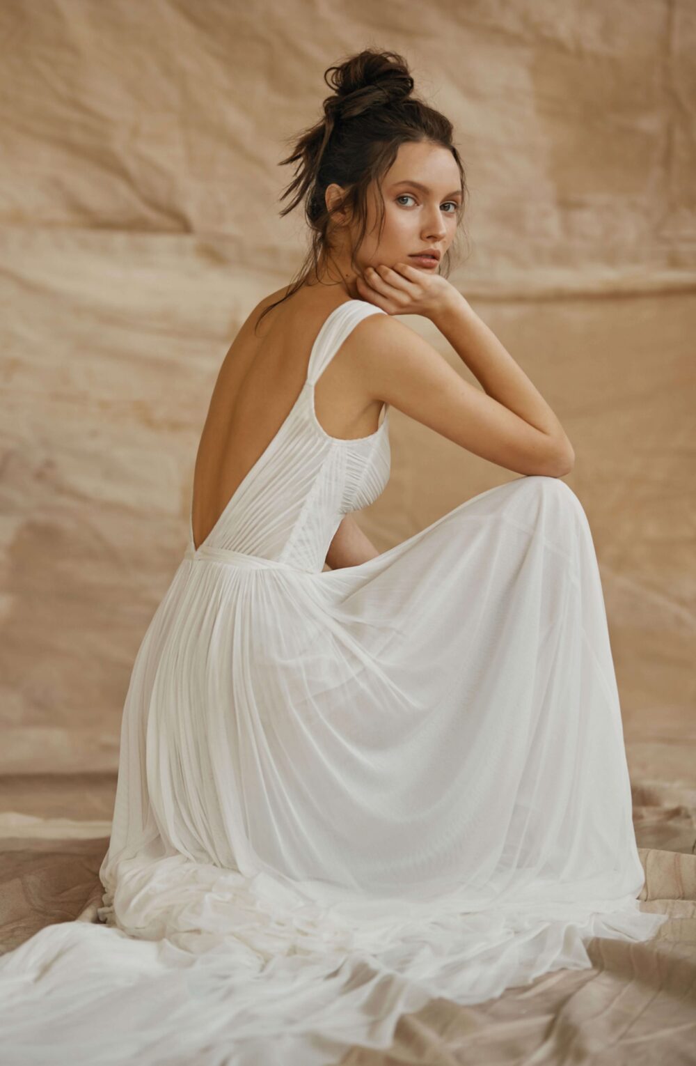 Lace Stitching Satin Maxi Prom Dresses with 3/4 Sleeves - Image 4